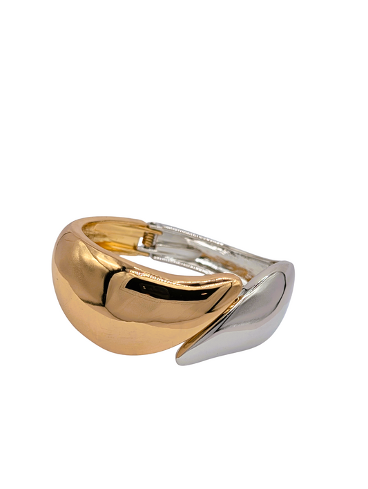 Silver & Gold Duet Leaf Cuff