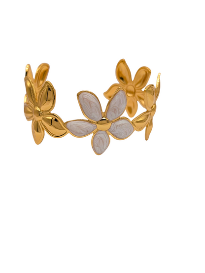 Open Wire Enamel Daisy Cuff