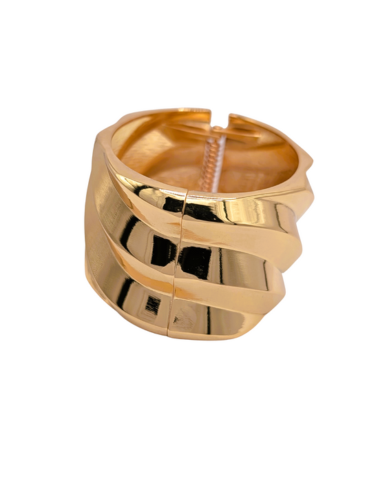 Diagonal Ridged Chunky Hinge Bangle