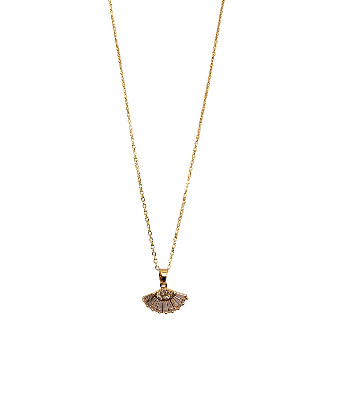 Vintage Golden Fan Crystal Pendant