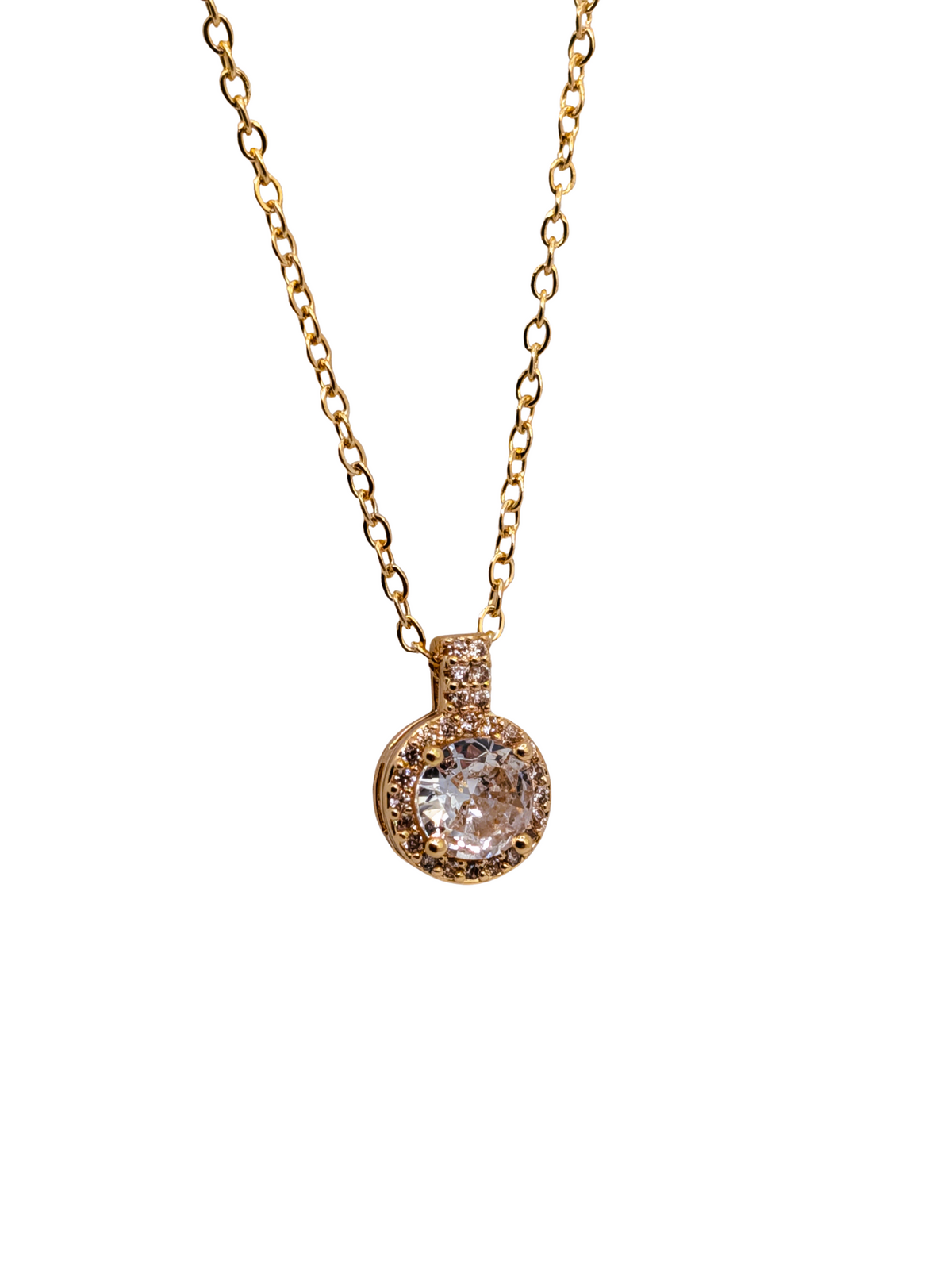 Classic Bezel Halo Circle Necklace