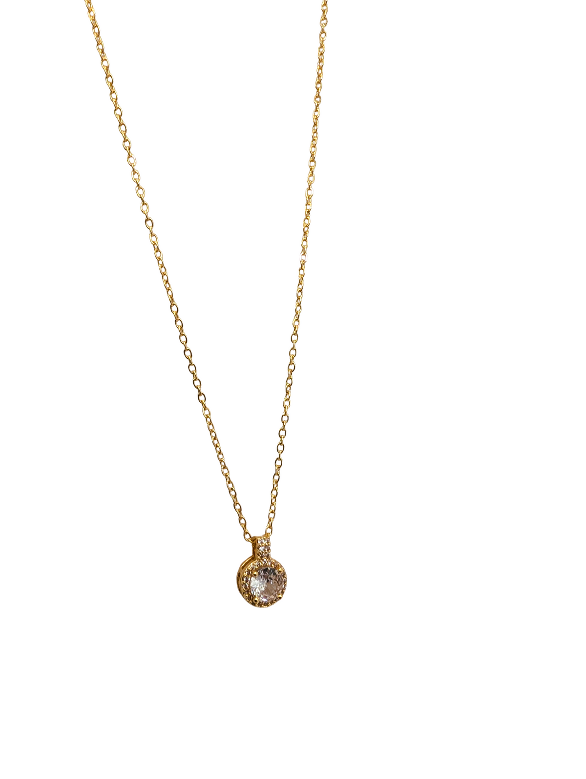 Classic Bezel Halo Circle Necklace