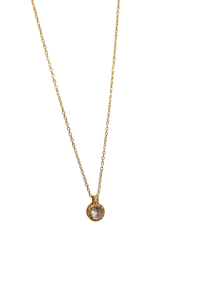 Classic Bezel Halo Circle Necklace