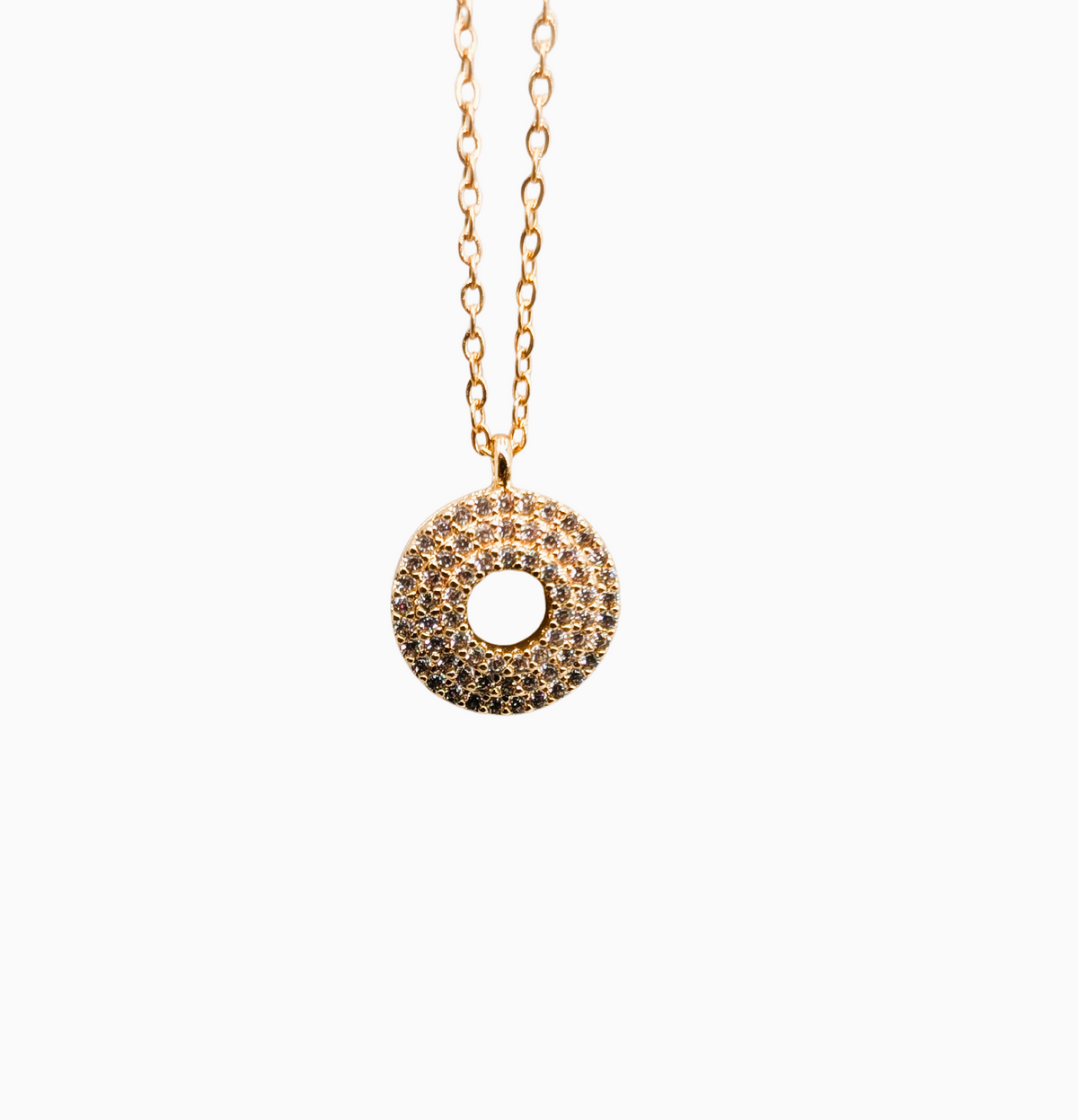 Pavé Crystal Open Disc Necklace