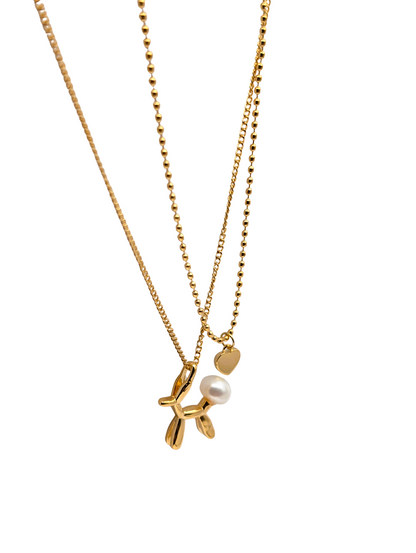 Balloon Puppy Pearl Layered Necklace