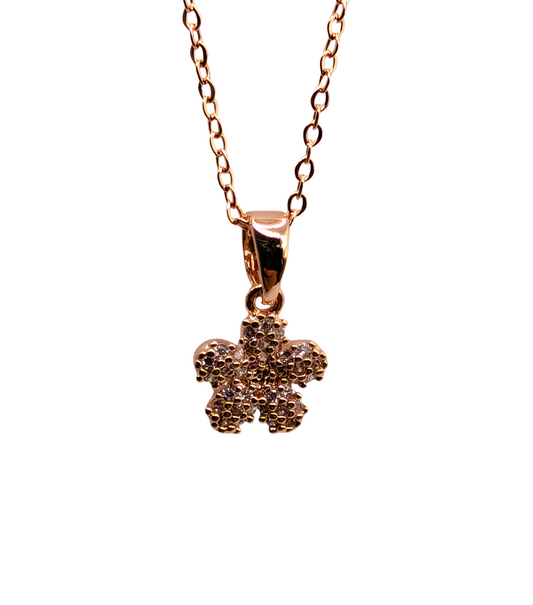 Rose Gold Pavé Blossom Necklace