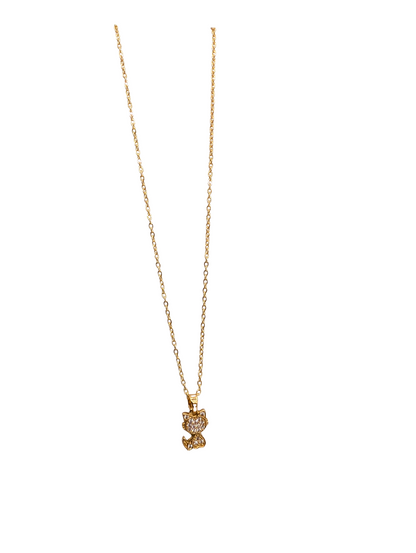 Shimmering Crystal Kitty Necklace