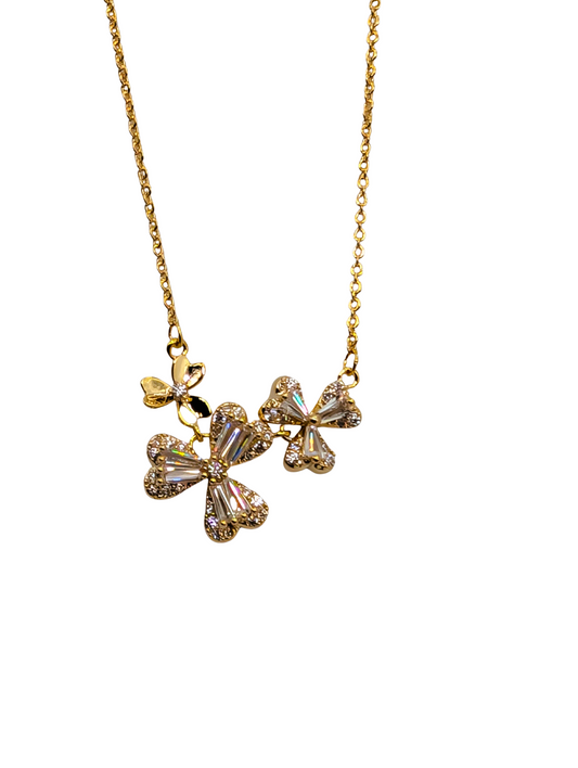 Faceted Crystal Flower Petal Necklace