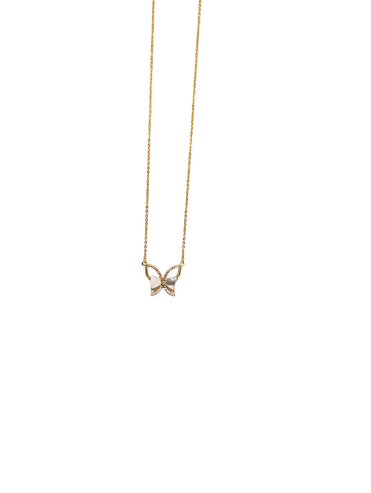 Iridescent Mother of Pearl Butterfly Necklace