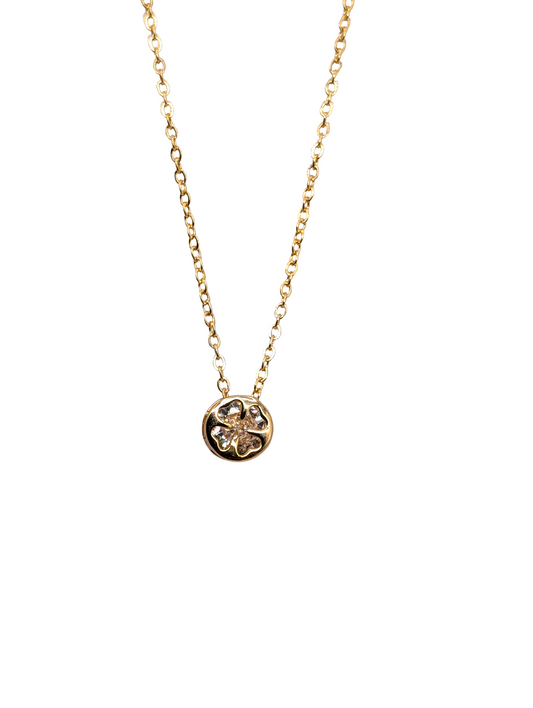 Dainty Lucky Clover Bezel Pendant