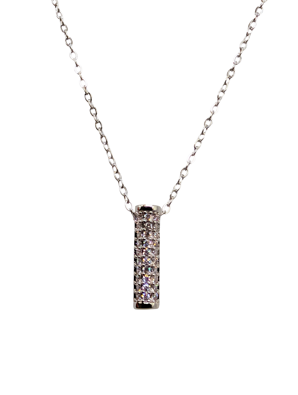 Silver Iced Pillar Necklace