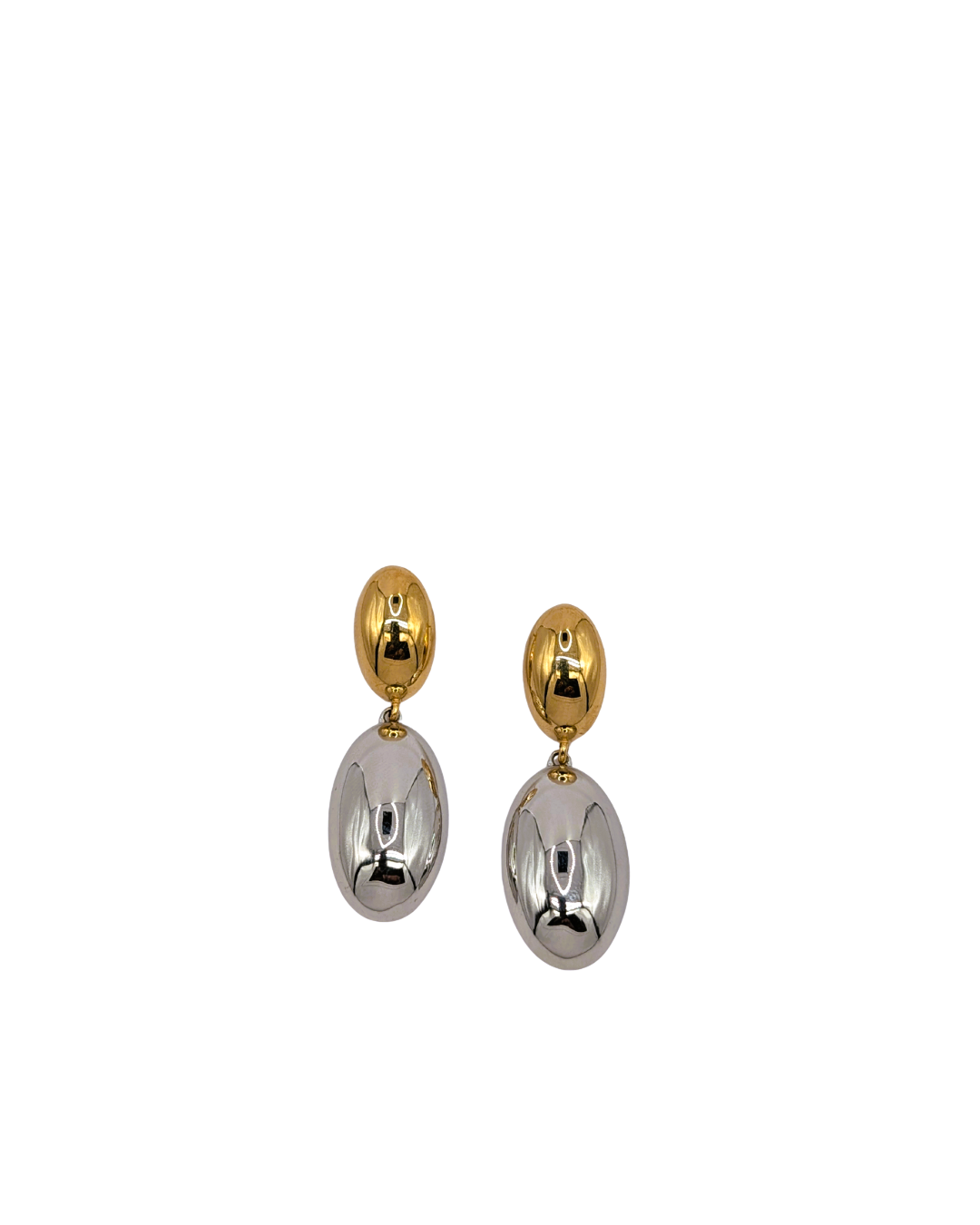 Polished Gold & Silver Olive Dangle Earrings