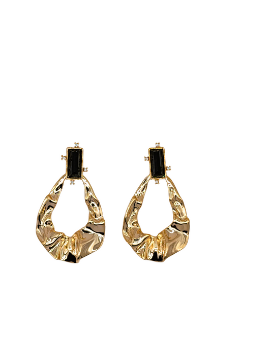 Midnight Crystal Organic Drop Earrings