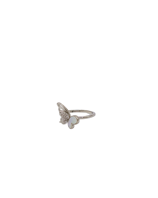 Silver Mother of Pearl Butterfly Ring