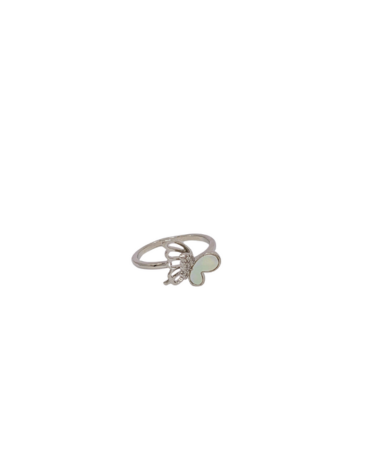 Silver Mother of Pearl Butterfly Ring