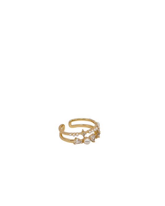 Golden Orbit Starburst Ring