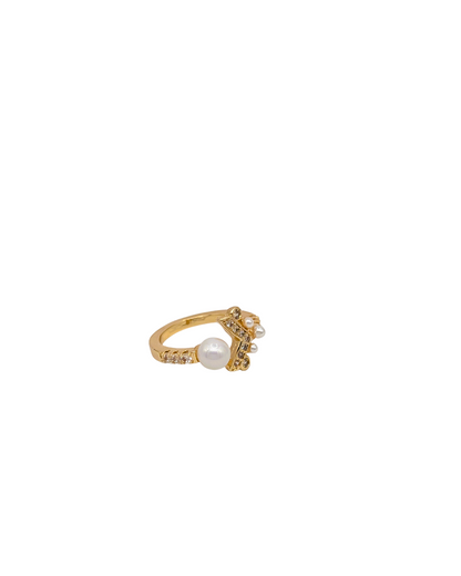 Golden Mermaid Pearl Accent Chevron Ring