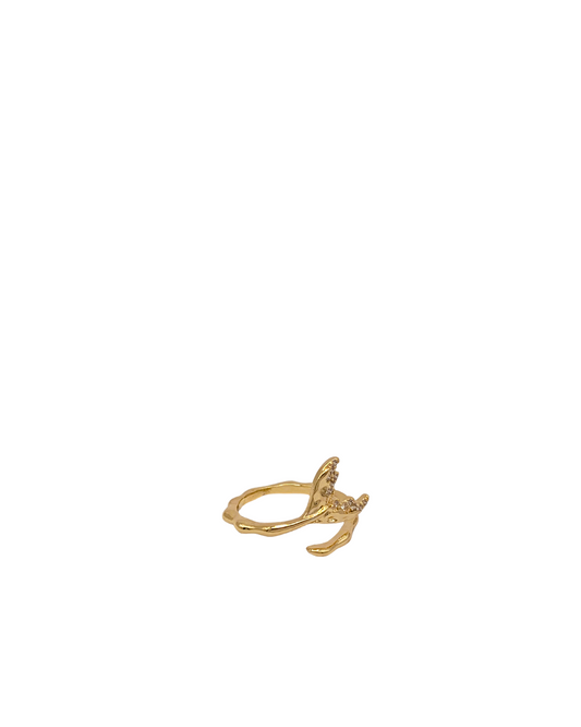 Golden Celestial Crescent Twig Ring