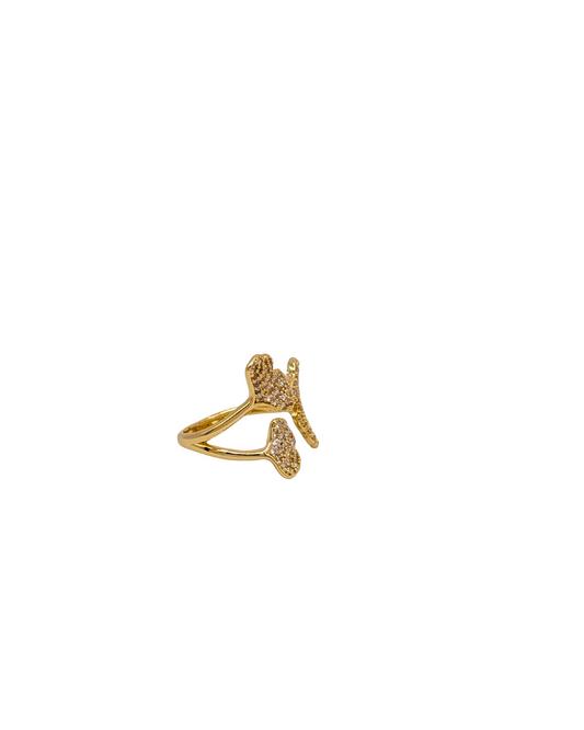 Sun-Kissed Iced-Out Leaf Wrap Ring