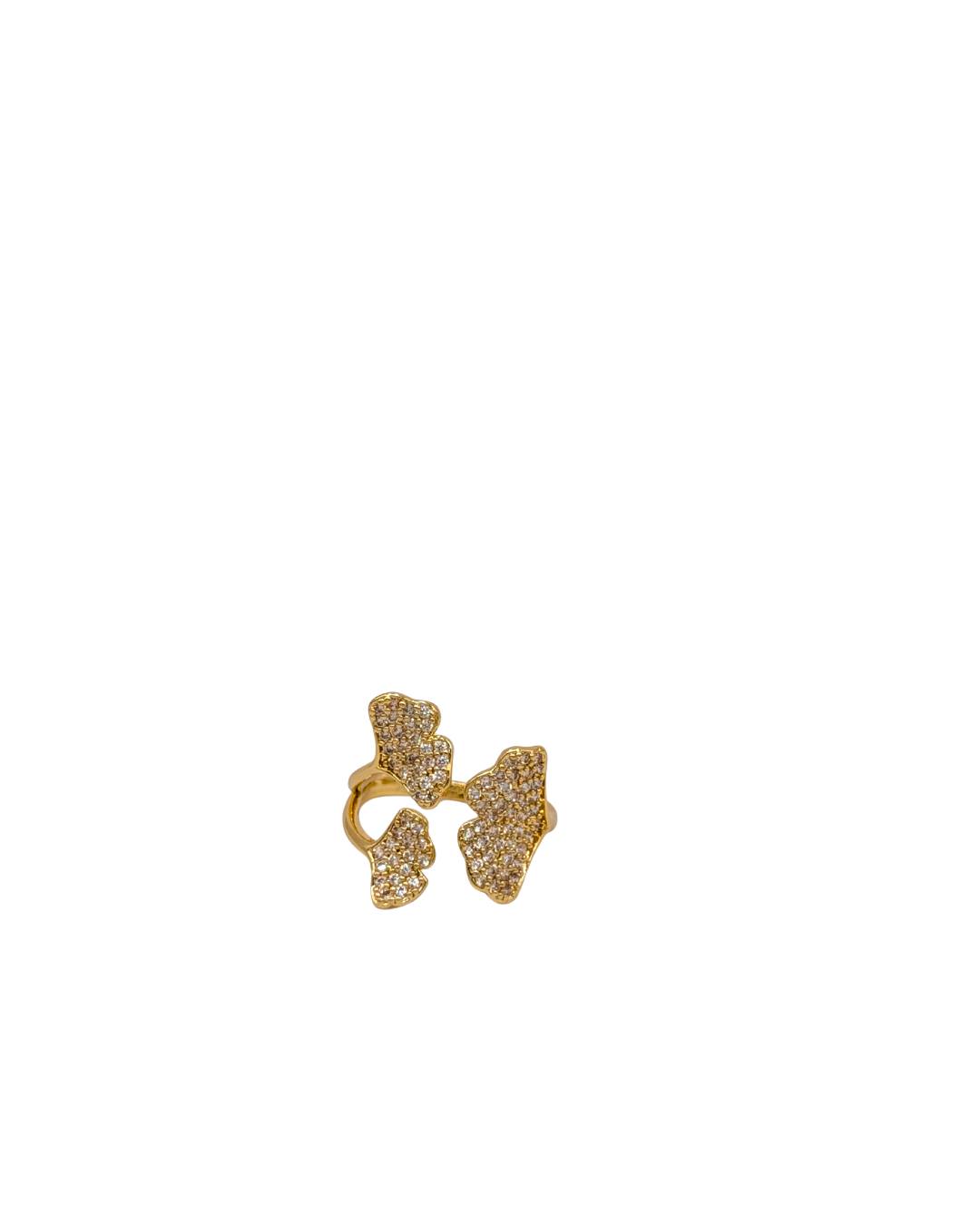 Sun-Kissed Iced-Out Leaf Wrap Ring