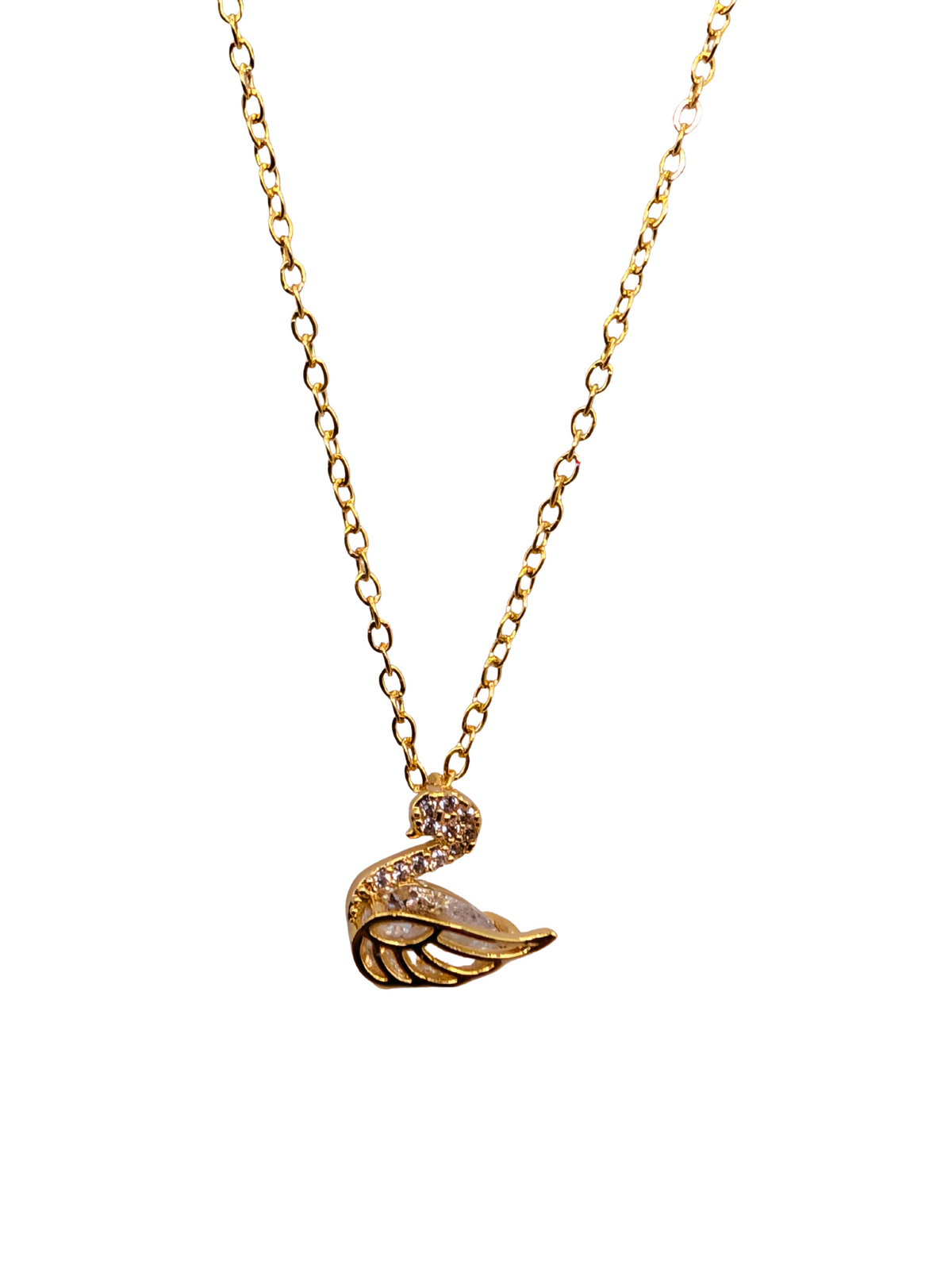 Graceful Pavé Wing Swan Necklace
