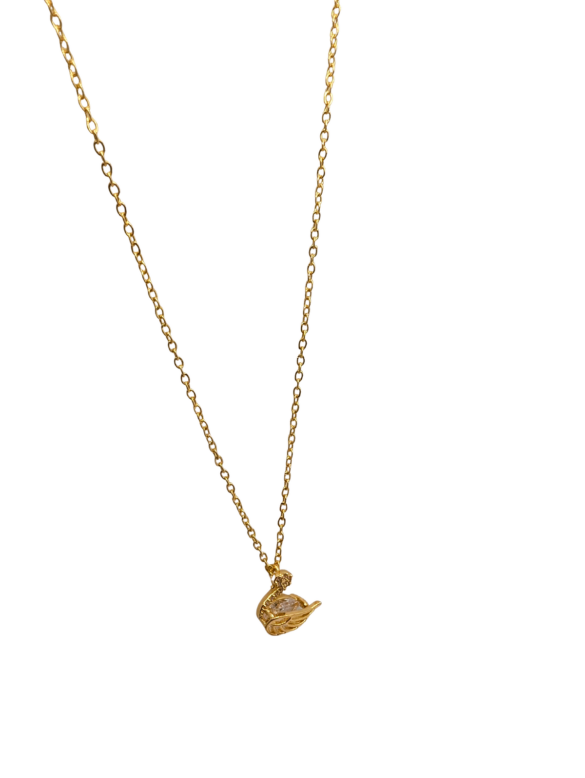 Graceful Pavé Wing Swan Necklace