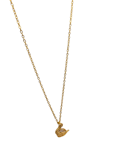 Graceful Pavé Wing Swan Necklace