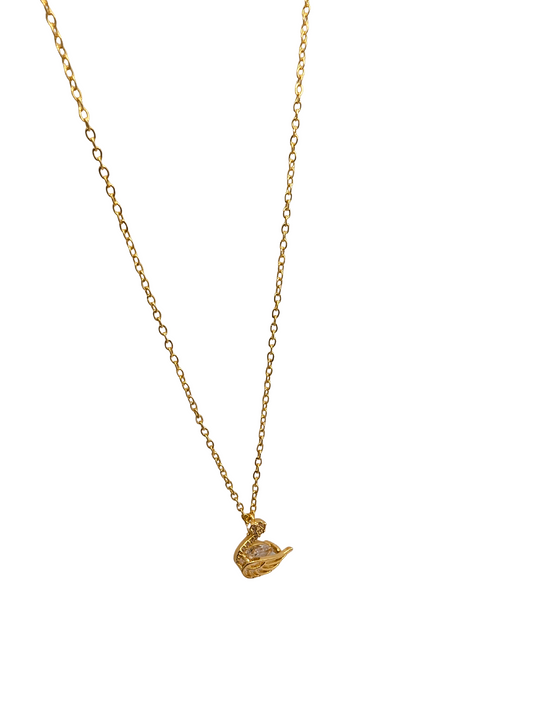 Graceful Pavé Wing Swan Necklace