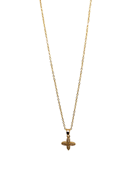 Dainty Pavé Crystal Star Cross