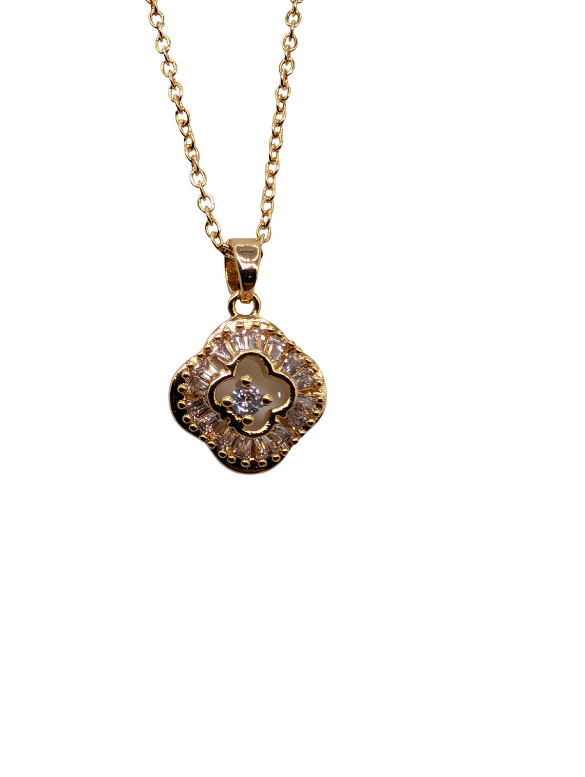Radiant Gold Mosaic Clover Necklace