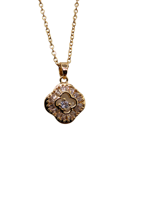 Radiant Gold Mosaic Clover Necklace