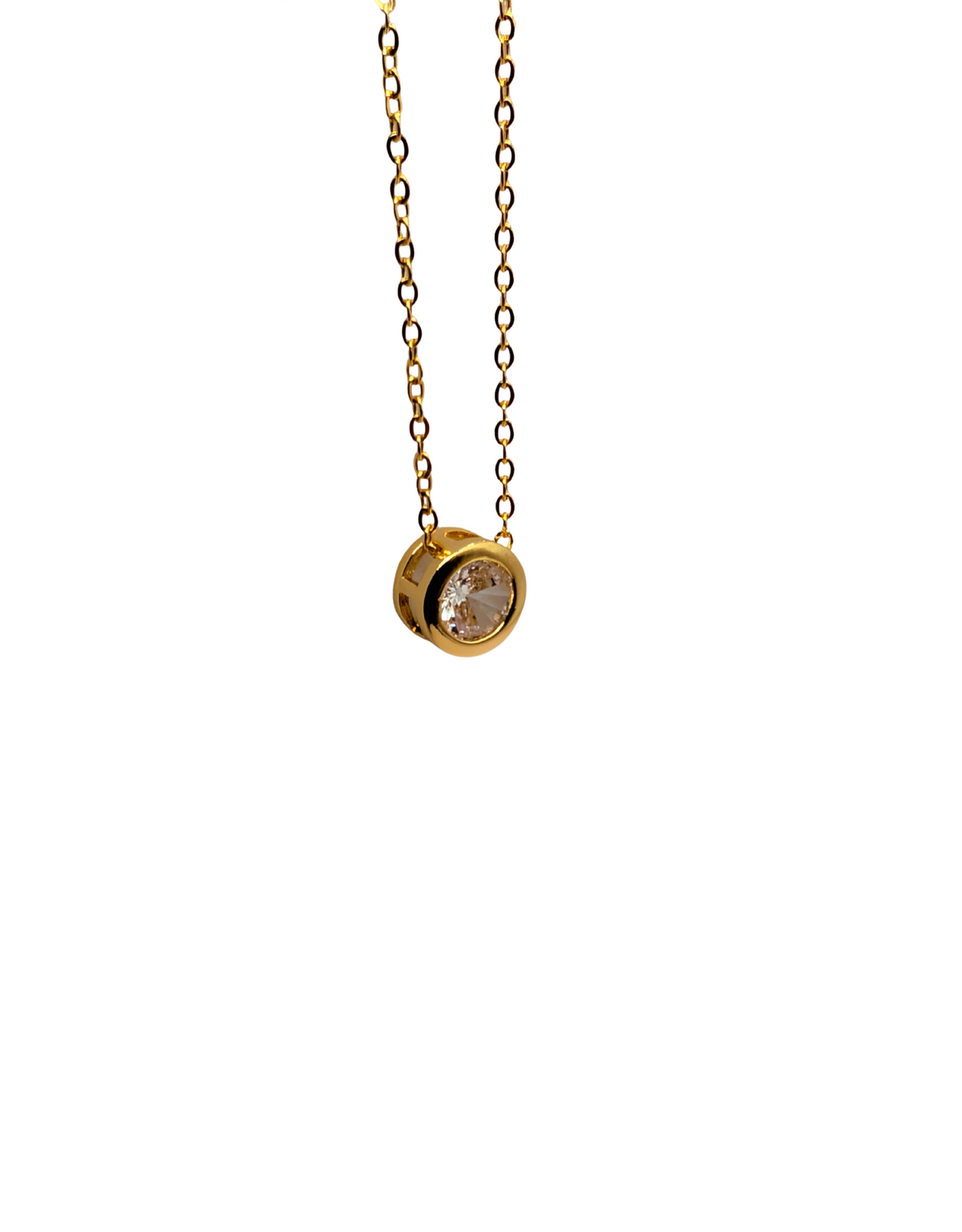 Golden Bezel Solitaire Slider Necklace