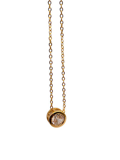 Golden Bezel Solitaire Slider Necklace