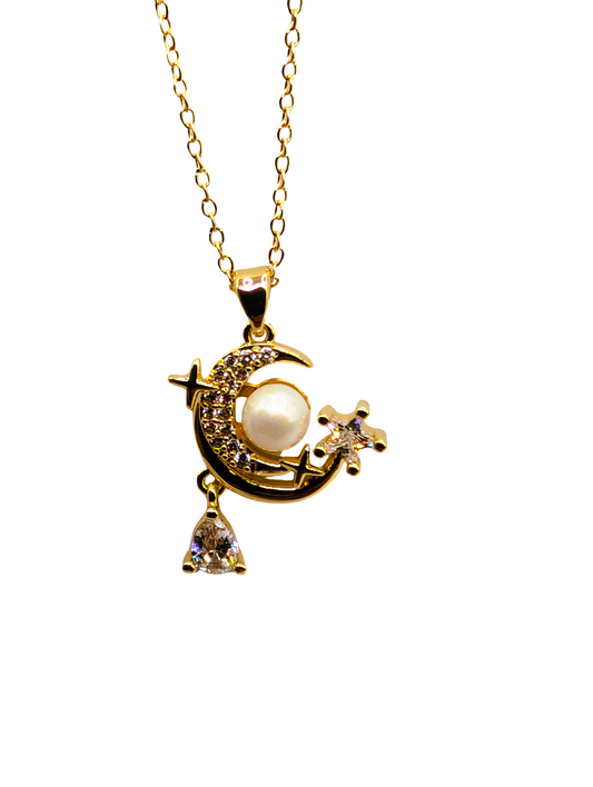 Celestial Moon & Pearl Dream Necklace