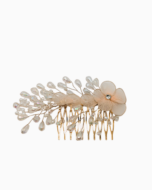 Blush Blossom Pearl Bridal Hair Comb