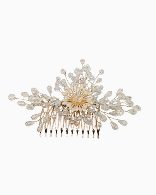 Sunburst Pearl Exploding Bridal Hair Comb