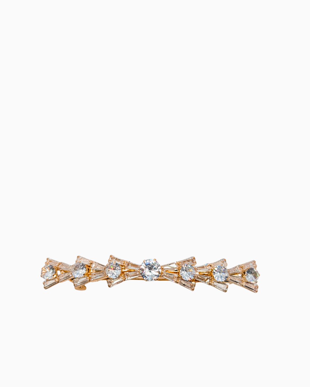 Sleek Golden Chevron Crystal Hair Clip