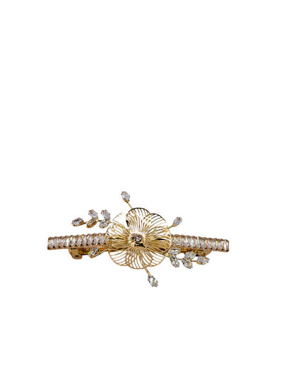 Golden Filigree Wildflower Hair Clip