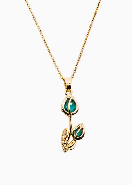 Teal Bud Tulip Necklace