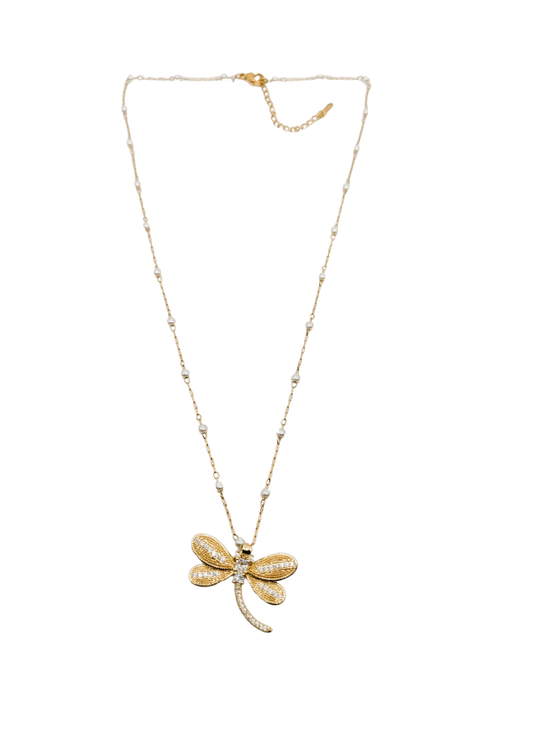 Pavé Crystal Dragonfly Necklace