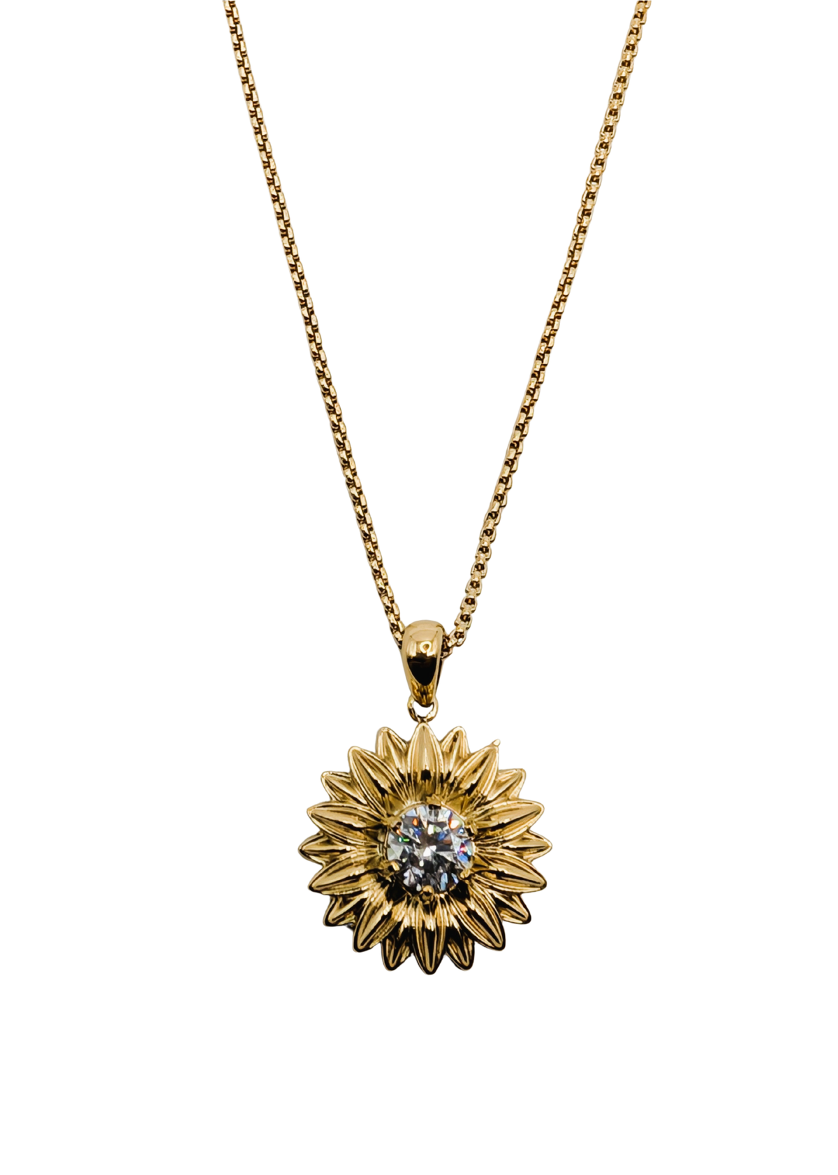 Radiant Sunflower Solitaire Necklace
