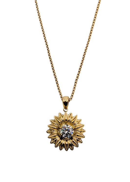 Radiant Sunflower Solitaire Necklace