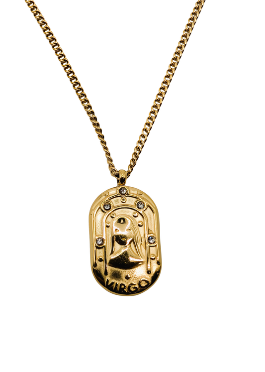 Golden Virgo Astrology Plaque