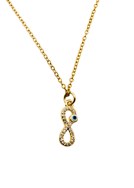 Pavé Infinity Evil Eye Pendant