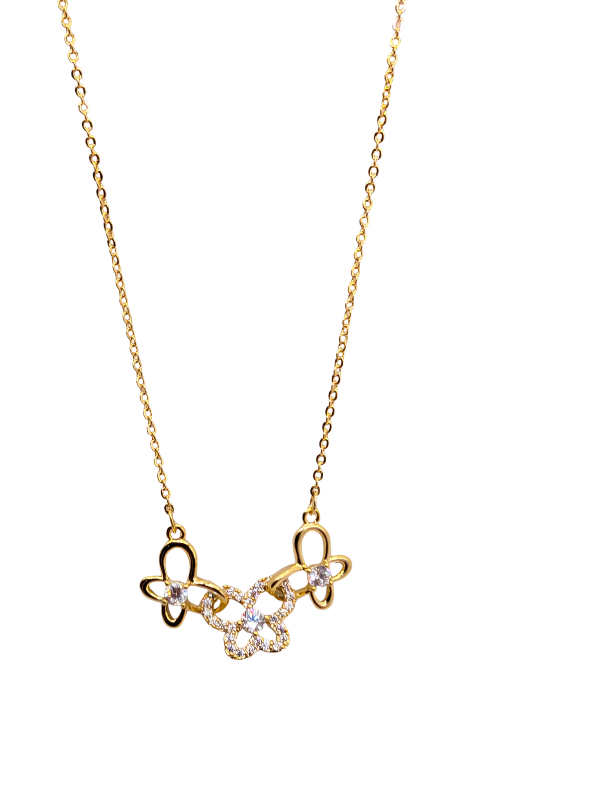Shimmering Triple Butterfly Choker