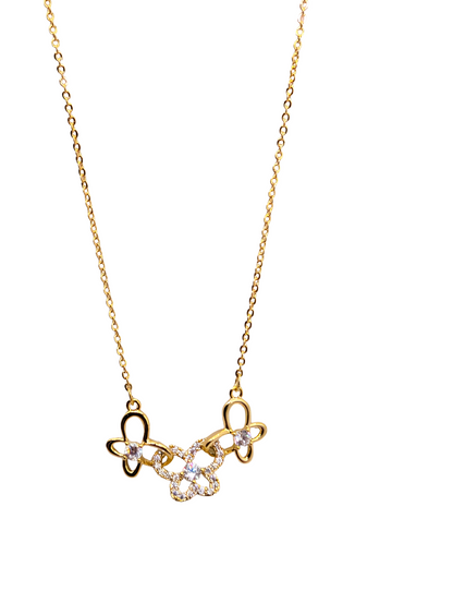 Shimmering Triple Butterfly Choker