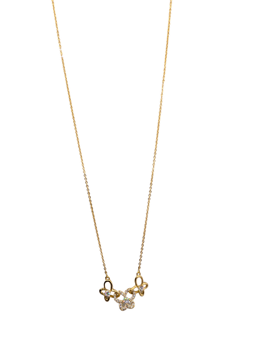 Shimmering Triple Butterfly Choker