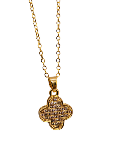 Quilted Crystal Clover Necklace