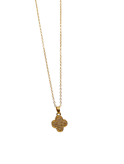 Quilted Crystal Clover Necklace
