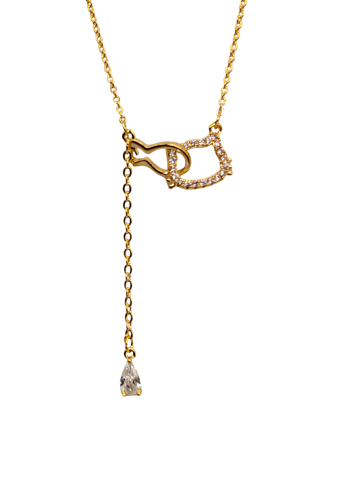 Modernist Lariat Teardrop Necklace
